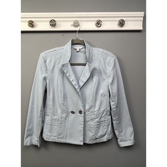 Cabi Jacket Womens 6 Pockets Light Blue Wedgewood Nautical Button Casual